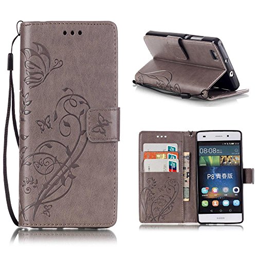 KATUMOWallet Case Kompatibel mit P8 Lite, Luxuriös PU Ledertasche Handy Etui Kartensteckplätze und Seitenständer Hülle für Huawei P8 Lite/Huawei ALE-L21 Cover Shell