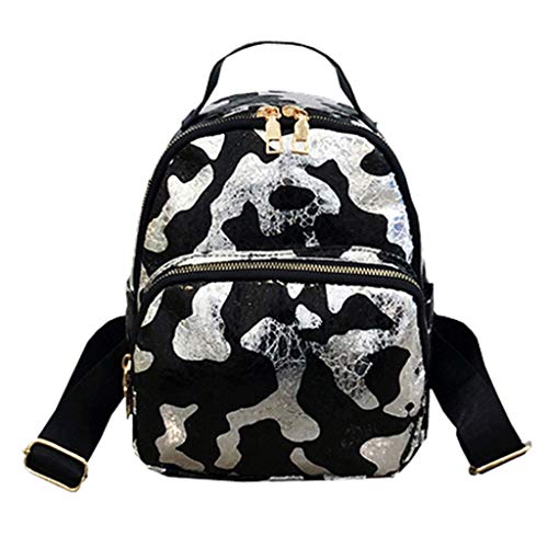 Robemon Freizeit-Rucksack, Damen, klein, lässig, frischer Druck, Reisetasche, einfach, Mädchen free silber