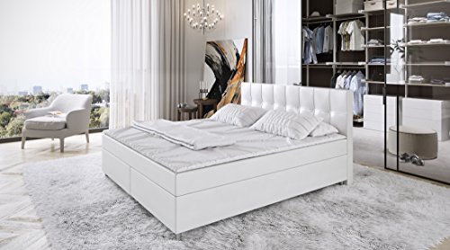 Sedex 'Zenga' Boxspringbett 180x200cm Bett Doppelbett Komplettbett Hotelbett Kunstleder - weiß