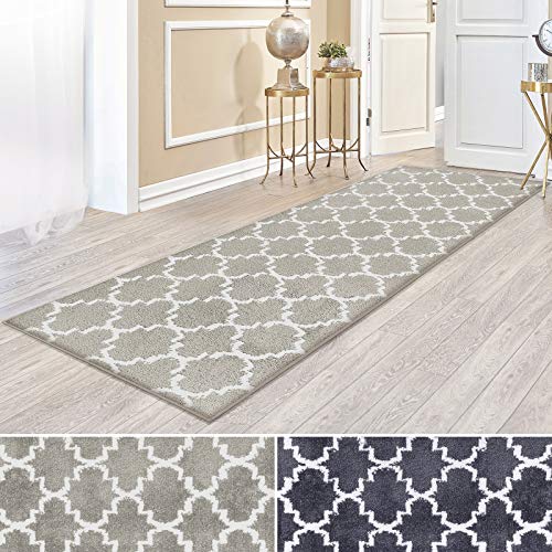 casa pura Kurzflor Teppich Läufer MARRAKESCH mit marokkanischem Muster | Meterware | Rutschfester Latex-Rücken | Teppichläufer für Wohnzimmer, Küche, Flur, Schlafzimmer | 2 Farben (beige, 81x150 cm)
