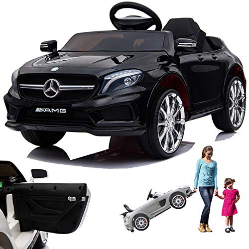 SIMRON Mercedes GLA45 AMG GLA 45 Kinderauto Kinderfahrzeug Kinder Elektroauto mit Tür (Schwarz)