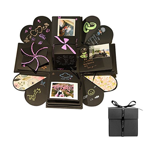 Kreative Überraschung Box Explosions-Box DIY Geschenk Handgemachtes Scrapbook Zubehör Faltendes Fotoalbum mit 8 lustigen Karten+Aufkleber und andere Zubehör,Muttertag Geschenk,Jahrestag Geschenk,Valentine Hochzeit Geschenk