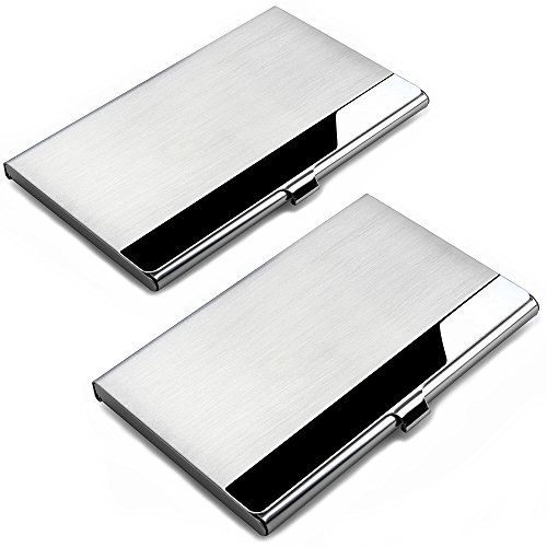 Senhai Visitenkartenetuis, 2 Pack Visitenkartenetuis, Edelstahl Aufbewahrungsschützer Taschen Taschen für ID-Karten Kreditkarten