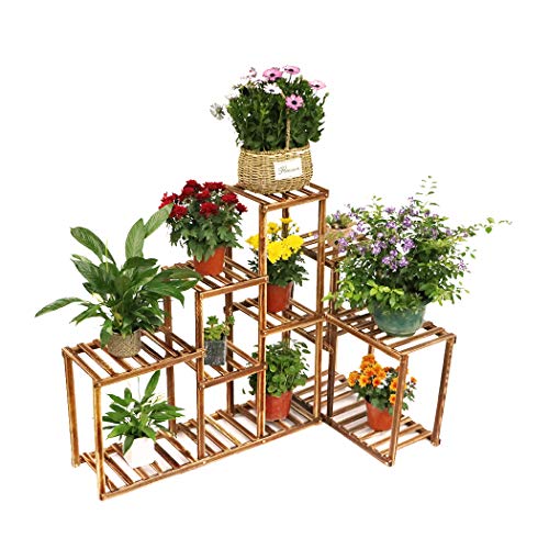 Malayas Pflanzenregal Holz Blumentreppe 5 Ebenen Blumenständer für Blumentöpfe Halter Rack Gartenregal Indoor Outdoor Balkon Wohnzimmer Deko, Blumenregal Mehrstöckig, 115x65x91cm, Braun