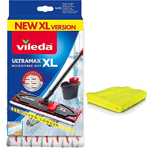 Siluk&Vileda Ultramax Microfibre Ersatzbezug XL I Boden-Wischbezug XL Ultramat für Holzböden Parkett & Laminat I Vileda Bodenwischer Bezug Microfaser I Wischtuch-XL Laminat-Bodenwischer XL - 1Stk