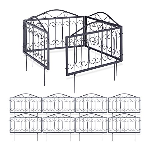 12er Beetzaun Set GOTH, Beeteinfassung zum Stecken, 12 Zaunelemente, nostalgische Beetbegrenzung, 4,5 m