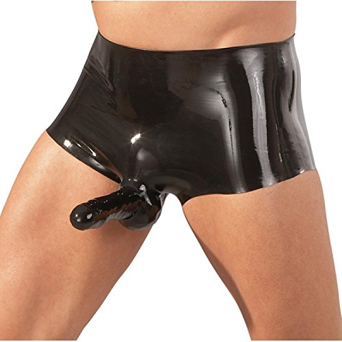 Herren Latex Boxershorts mit Penis- und Hodenhülle S/M L/XL Schwarz The Latex Collection Größe S/M