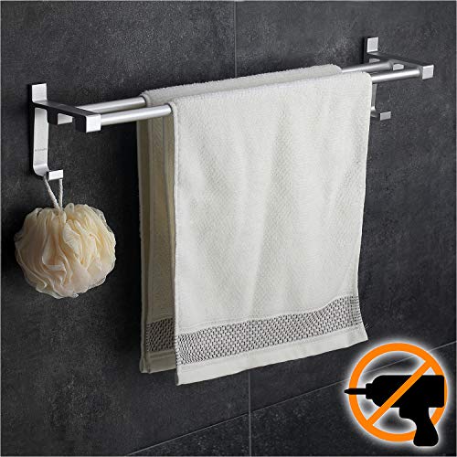 Wangel Doppel-Handtuchstange Handtuchhalter ohne Bohren 60cm Patentierter Kleber + Selbstklebender Kleber Aluminium Matte Finish