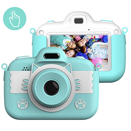 Kinderkamera Digital Kamera, Vannico Touch Screen Kinder Selfie Mini HD Kamera Mädchen Jungen, Digitalkamera für Kinder Actionkameras Camcorder mit 16G SD Karte (Blau)
