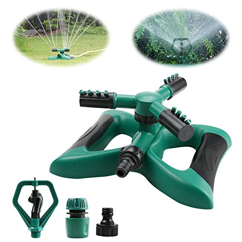 Rasensprenger, Yokunat 360 ° 3-Arm drehbar Garten Wasser stylischer System mit 2 verschiedene Düse Modi (grün)