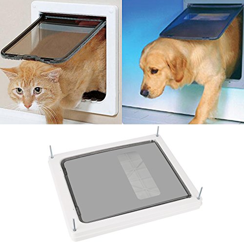 Sailnovo Hundeklappe Katzenklappe 4-Way Magnetic Lock, Große Katzen Hunde Haustiertüre Cat Flap große， 46*36*9cm Dog Cat Pet Door Flap Easy Install with Telescopic Frame with Heavy Duty Quiet Magnetic Frame, XXL weiß