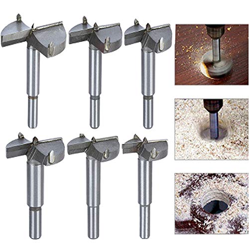 Aolex 6 Teilig Forstnerbohrer Set Oberfräser Fräsköpfe Topfbohrer mit Zentrierspitze für Hartholz Kunststoff (30-60mm)