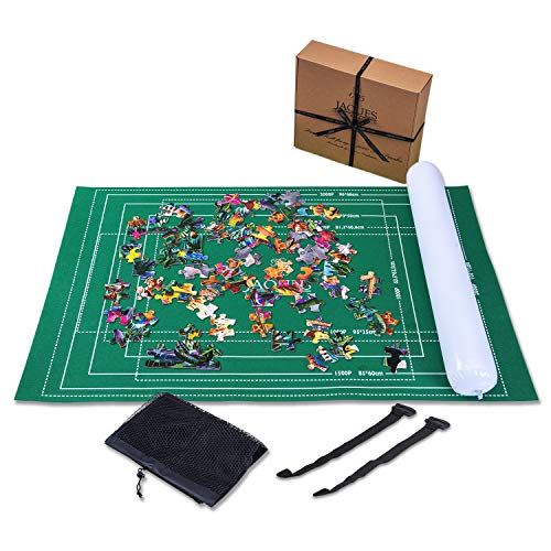 Jaques of London Puzzlematte BIS 2000 Teile - Puzzlematte mit faltbarem Stoff - Puzzle-Rolle - Rollmatte mit leicht zu fassendem Baize-Befestigungsmaterial und KOSTENLOSEM Aufbewahrungskoffer