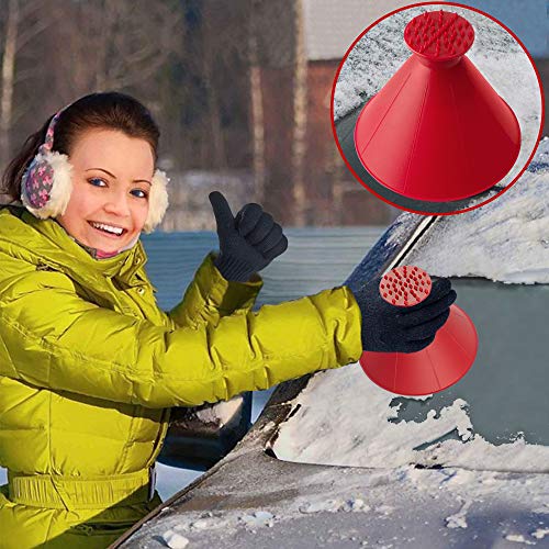 Runder Eiskratzer Auto, Magic Eiskratzer, Eiskratzer Rund, Eiskratzer Kegel, A Rund Kratzen-Schneeschaufel Werkzeug Scheibenkratzer Auto Windschild Eiskratzer Schnell, Rot