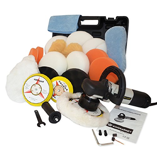 Kingbarney XL Profiset - Exzenter Poliermaschine / Polierer inkl. Koffer 710 Watt Set 2 + Polierschwamm Zubehörset - 26 Teile - Schleifmaschine - Auto polieren