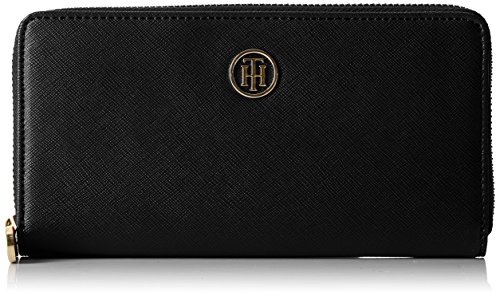 Tommy Hilfiger Damen Honey Large Za Wallet Geldbörse, Schwarz (Black), 2x10x19  cm