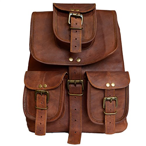 Vintage Leder Rucksack handgefertigt aus echtem Ziegenleder lässig braunen Daypack School College Bag Herren Damen