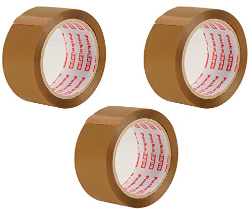 packatape 3 Rollen 48 mm x 66 m Klebeband Verpackung für Pakete und Boxen. Diese 3 Rolle schwere Packband bietet ein Stück stark, sicher und Sticky Dichtung für Ihr Boxen, braun