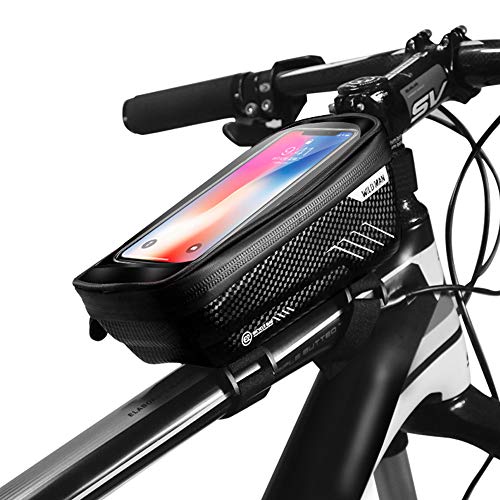 BAONUOR Fahrrad Rahmentasche Fahrrad Handytasche Lenkertasche Wasserdicht mit TPU Touchscreen Fahrradtasche Fahrrad Oberrohrtasche für iPhone 8 Plus/X/XS Max/XR/Samsung S8 Plus/S9 Handy