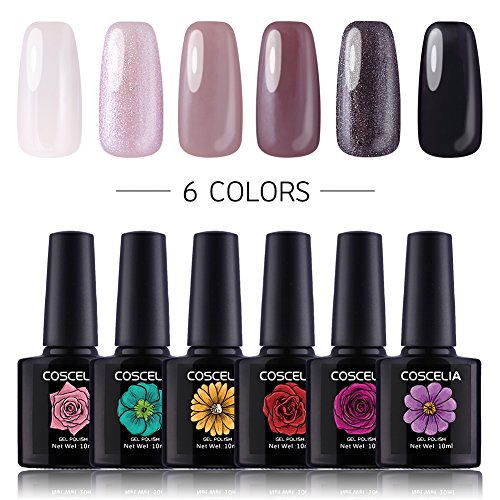 Coscelia UV Nagellack Set 6pc Gellack Farbenset UV Farbgel Nagelgel Set Gel Lacken Polish