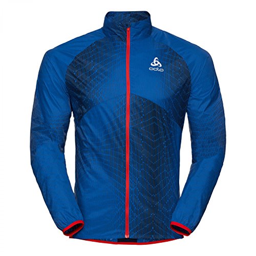 Odlo Herren Jacket Omnius Laufjacke, Energy Blue-Aop SS18, L