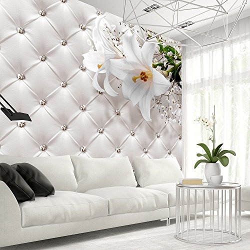 murando - Fototapete Leder-Optik 400x280 cm - Vlies Tapete - Moderne Wanddeko - Design Tapete - Wandtapete - Wand Dekoration - Blumen moderne Stepp – Polster Ilussion helle dezente Farbe b-C-0119-a-a