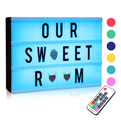 Leuchtkasten, Farbwechsel Lichtkasten A4 LED Lichtbox mit 120 Buchstaben, Symbolen, Emojis und einem Remote- und USB-Stromkabel( 7 Farben)