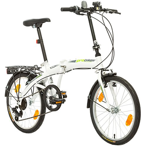 Multibrand, PROBIKE FOLDING 20, 20 Zoll, 310 mm, Folding City Bike, 6 Geschwindigkeit, Unisex, Vorne + Hinten Kotflügel, Shimano, Komplett montiert (Grün)