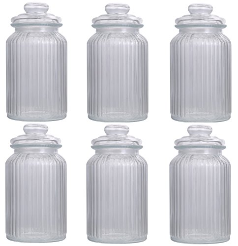6 Vorratsdosen Glas Set / Vorratsglas Groß 1000ml I Luftdicht mit Dichtung I Bonboniere Vorratsbehälter für Lebensmittel