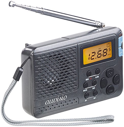 auvisio Kofferradio: Digitaler 12-Band-Weltempfänger FM/MW/KW, mit Wecker & Sleeptimer (Reiseradio)