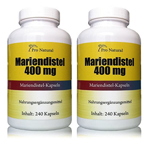 Mariendistel Extrakt 400mg (Pro Kapsel 80% Silymarin 320mg) Detox durch Silymarin 480 Kapseln 2 Packungen a 240 Kapseln