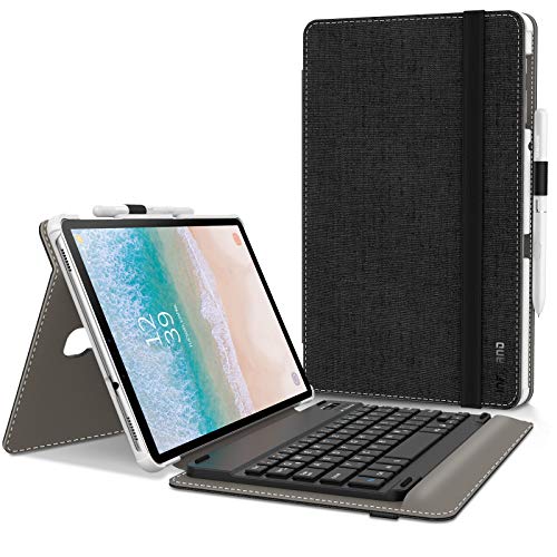 Infiland Samsung Galaxy Tab A 10.5 Tastatur Hülle, Ultradünn leicht Ständer Schutzhülle mit magnetisch abnehmbar Tastatur für Galaxy Tab A 10.5 (T590/T595) 2018 (QWERTZ Tastatur,Schwarz)