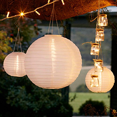 3er Set Solar Lampions Solar Laterne weiß Lights4fun