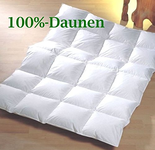 Revital Daunendecke Bettdecke 135x200 cm 100% canadische Daunen, mittelwarme Ganzjahresdecke, 135 200, Wärmegrad-3, 4x6 Kassetten, 4cm Innenstege, gefüllt mit 900g, (135x200)