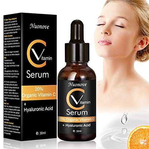 Vitamin C Serum mit Hyaluronsäure, Hyaluronsäure Serum für Gesicht, Anti-Aging Gesichtsserum, Feuchtigkeitscreme, intensive Anti-Aging-Gesichtspflege, gegen Falten und Pickelmale, 30ml