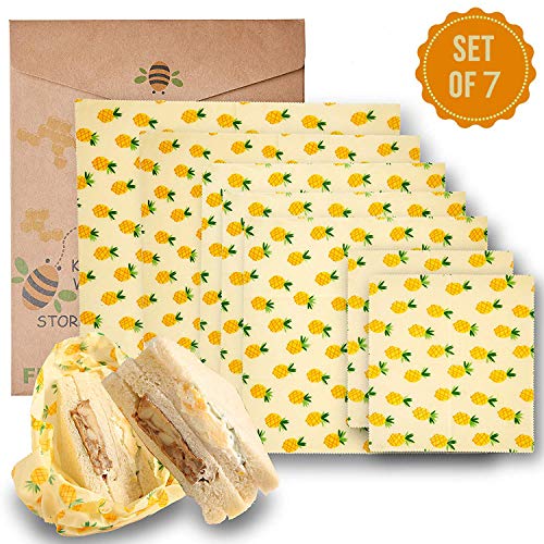 Y&J Beeswax Warp Wachspapier, 7er Set Wachspapier Bienenwachstücher aus natürlichem Bienenwachs und Öko-Tex Baumwolle ...