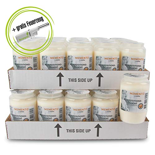 DecoLite Grabkerzen Bundle: Kompo-Öllichter Nr. 3 Mememto von Bolsius & 1 Stabfeuerzeug (Weiß, 40)