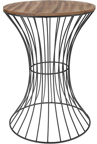 Spetebo Designer Beistelltisch aus Metall mit Holz Tischplatte - dekorativer Tisch mit geschwungenem Metallgestell