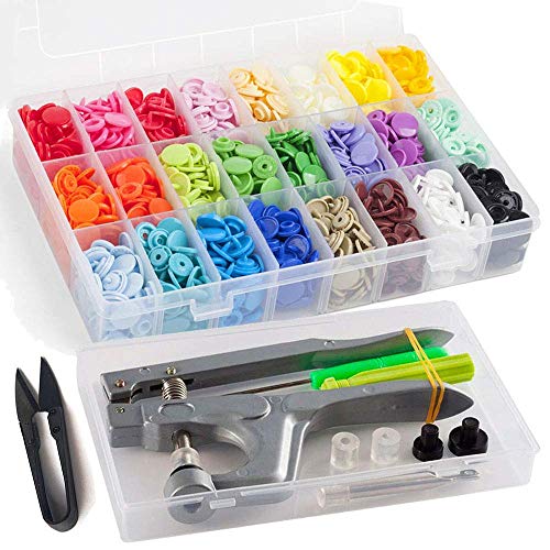 RERI KAM Druckknöpfe mit Snaps Zange, 360 Set T5 Druckknopf in 24 Farben für DIY Basteln (Druckknöpfe mit Snaps Zange)