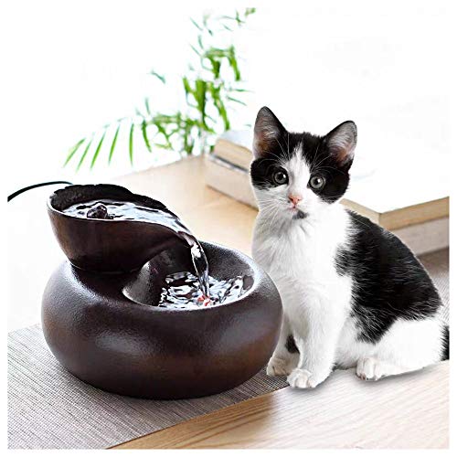 PETLYY Keramik Katzen- und Hundetrinkbrunnen Haustier Trinkbrunnen für Katzen und Hunde Automatisch Leise Haustier Wasserbrunnen (20.6 * 13.8cm, Schwarz)
