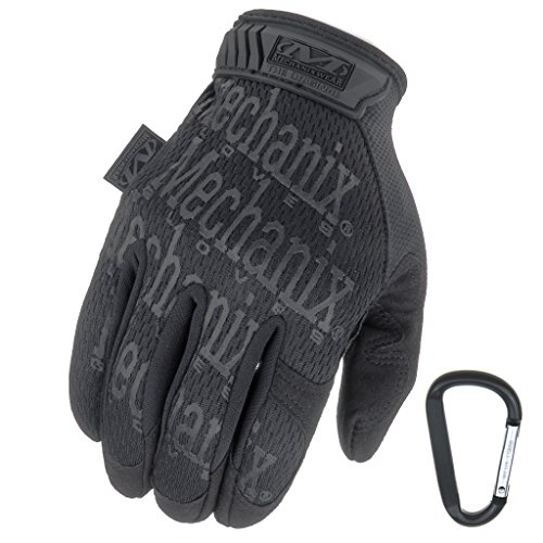 MECHANIX WEAR ORIGINAL Einsatz-Handschuhe, atmungsaktiv & abriebfest + Gear-Karabiner, Original Glove in Schwarz, Coyote, Multicam / Größe S, M, L, XL (S, Schwarz / Covert)