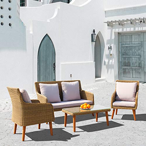 Poly Rattan Sitzgruppe Garnitur Gartenmöbel Essgruppe Gartengarnitur Sitzgarnitur für 4 Personen