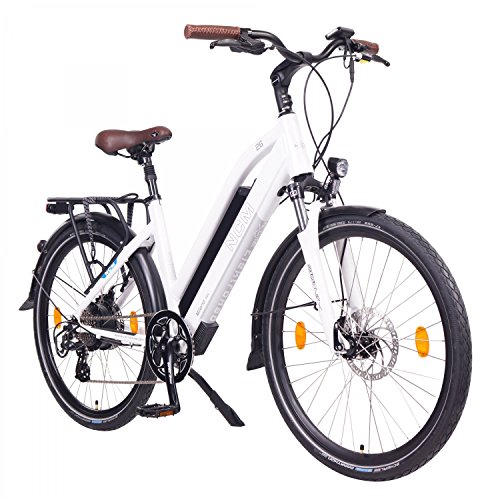 NCM Milano 48V, 26' / 28' Zoll Damen & Herren Urban E-Bike Elektrofahrrad Pedelec, 250W Das-Kit Heckmotor, 13Ah 624Wh Li-Ion Zellen Akku, Mechanische Scheibenbremsen, 7 Gang Schaltung (26' Weiß)