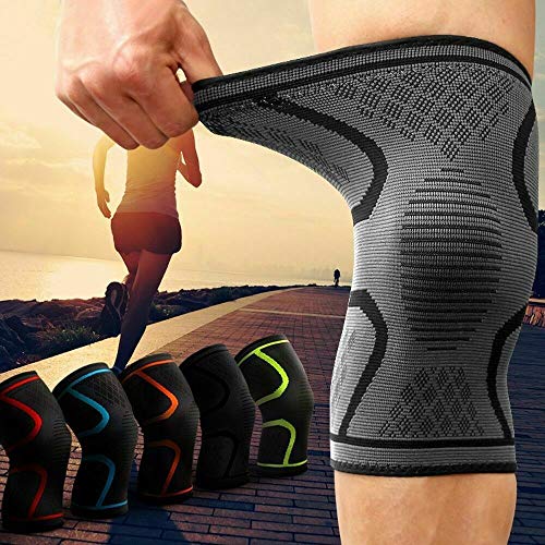 Kniebandage gegen Knieschmerzen 2er Set für Männer & Frauen - Bequeme Sport Knieorthese mit Antirutsch Saum - Knee Support gegen Arthrose, Meniskus, Knieschmerzen (L)