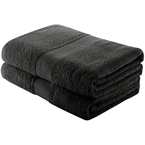 Charles Wilson Handtuch-Set 100% Baumwolle 500g/m² (2 Badetücher, Schwarz)