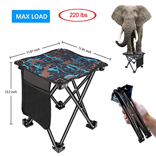 Unihoh Kleiner Zusammenklappbarer Campinghocker, Tragbarer Hocker für Outdoor-Camping Wandern Jagen Angeln Reisen, 600D Oxidfordtuch Slacker Hocker mit Tragetasche