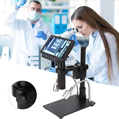 Mikroskopkamera, HY-1070 1080P Digitales Profi-Mikroskop mit einstellbarer 5'-Anzeige und USB/HDMI/AV-Ausgang(EU)