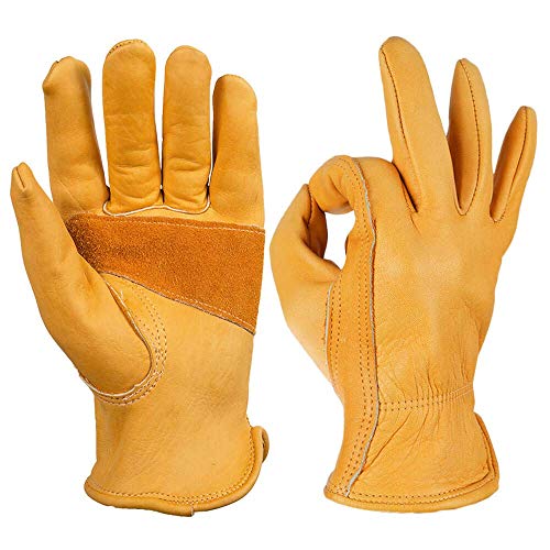 OZERO Arbeitshandschuhe,Lederhandschuhe zum Arbeiten, Gartenarbeit,1 Paar