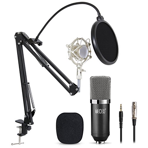 Tonor XLR zu 3.5 mm Kondensator-Mikrofon Kit Schall Podcast Studio Rundfunk & Aufnahme Microphone für Computer mit Popschutz und Verstellbarem Mikrofonhalter Mikrofonarm Mikrofonständer & Mikrofon Sets Schwarz