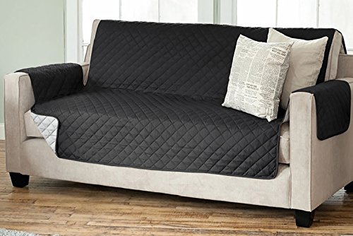 Sesselschoner Sofaschoner Sesselschutz Sofaüberwurf (3-Sitzer 191 x 279 cm, schwarz/anthrazit)